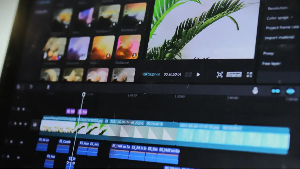 Technical Delivery for Expressive Video Assets A video editing interface displayed on a computer screen with media clips, a timeline, and editing tools, representing video production, content creation, and the technical workflow used to create expressive digital video assets.