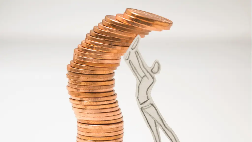 The Real Financial Cost of Building Internal Search Teams A stack of coins bending under pressure while supporting a human figure, symbolizing the financial burden, rising costs, and resource challenges associated with building and maintaining internal search and SEO teams.